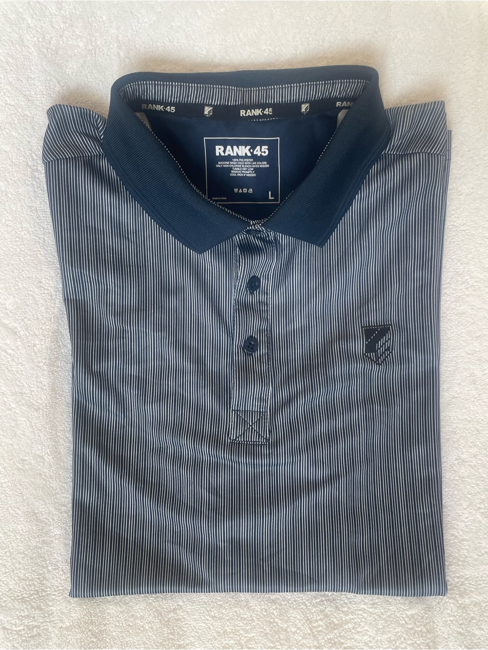 Rank-45 Men's Navy Micro-Stripe Polo
